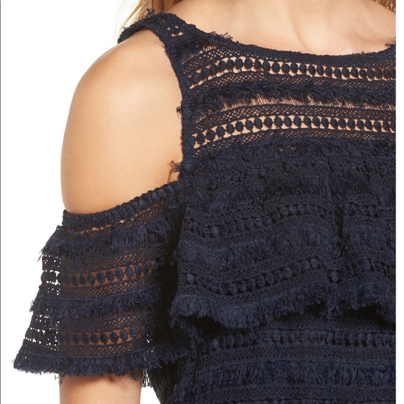 Chelsea28 fringe lace cold shoulder top NWT - Picture 2 of 7